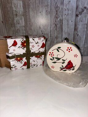 Temptations by Tara Cardinal Ornament With Guacamole Recipe Ceramic Gift Box